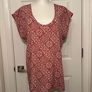 14th & Union Red and White Patterned Blouse
